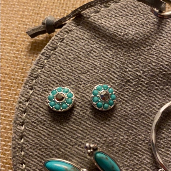 NEW 3 pairs of turquoise earrings/ hoops & studs - Picture 5 of 7